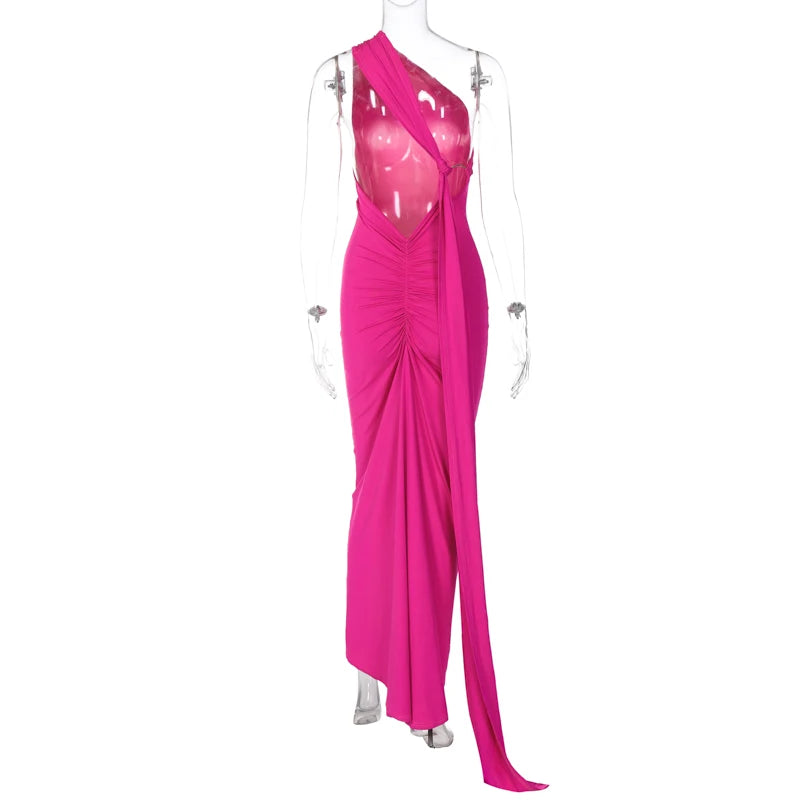 Hugcitar One Shoulder elegantes rückenfreies Kleid