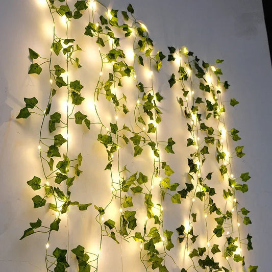 Blume Grünes Blatt Lichterkette Künstliche Rebe Lichterkette Batteriebetrieben Deko