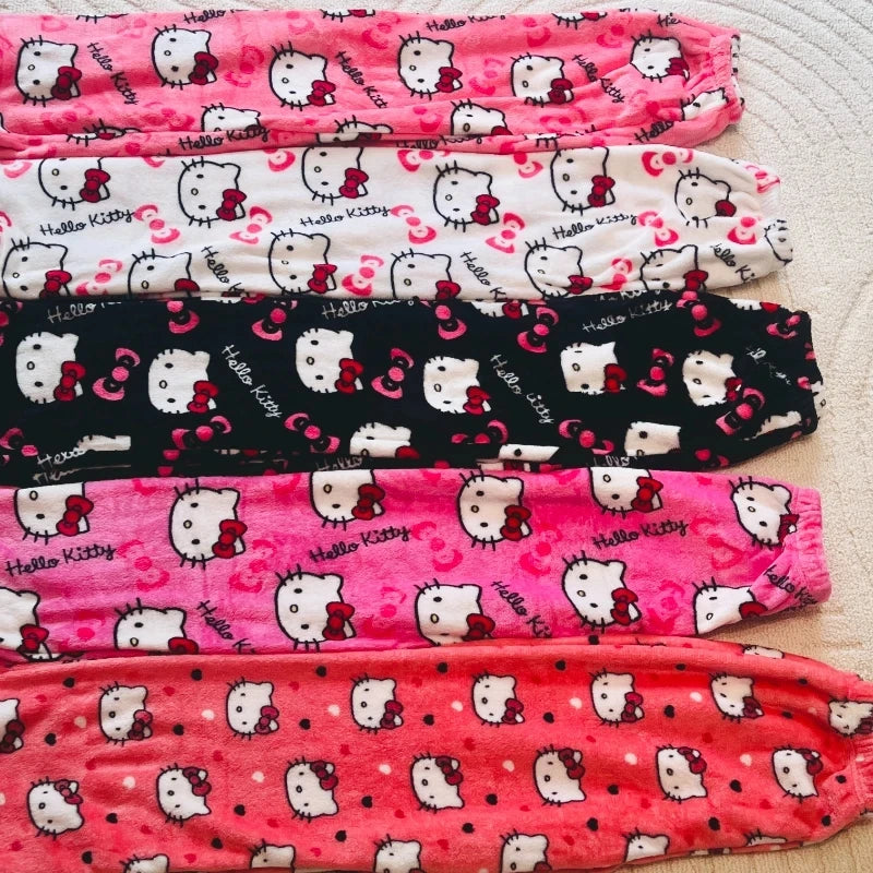 Damen Sanrio Hello Kitty Anime Y2k Kawaii Flanell Pyjama Hose