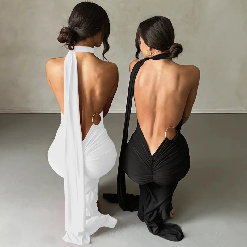 Hugcitar One Shoulder elegantes rückenfreies Kleid