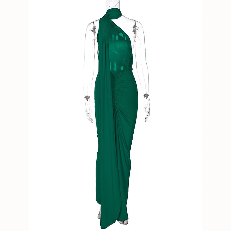 Hugcitar One Shoulder elegantes rückenfreies Kleid