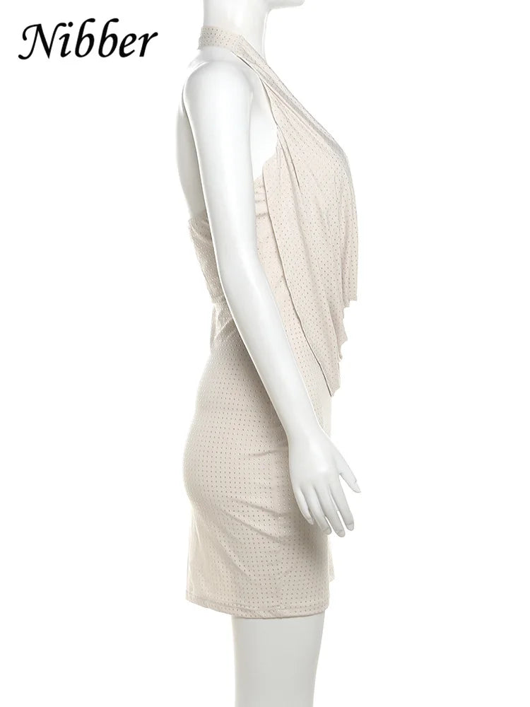 Nibber Diamant Mini Kleid mit Tiefem V-ausschnitt