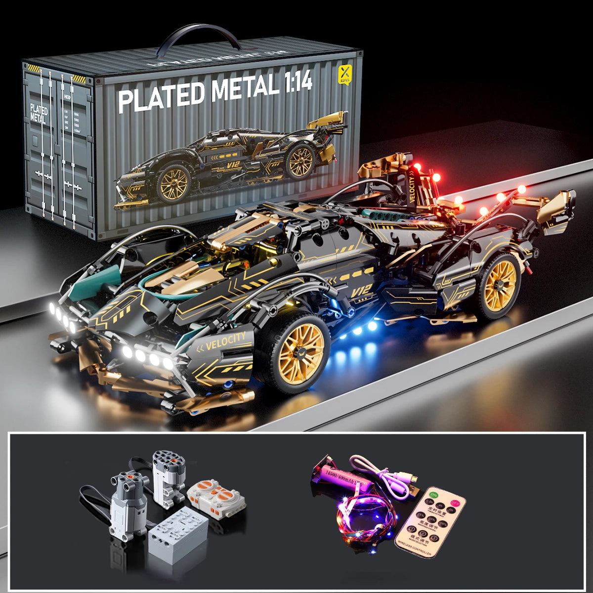 Schwarzer v12 Roadster rc tech racer 1: 14 (Bausteine Set)