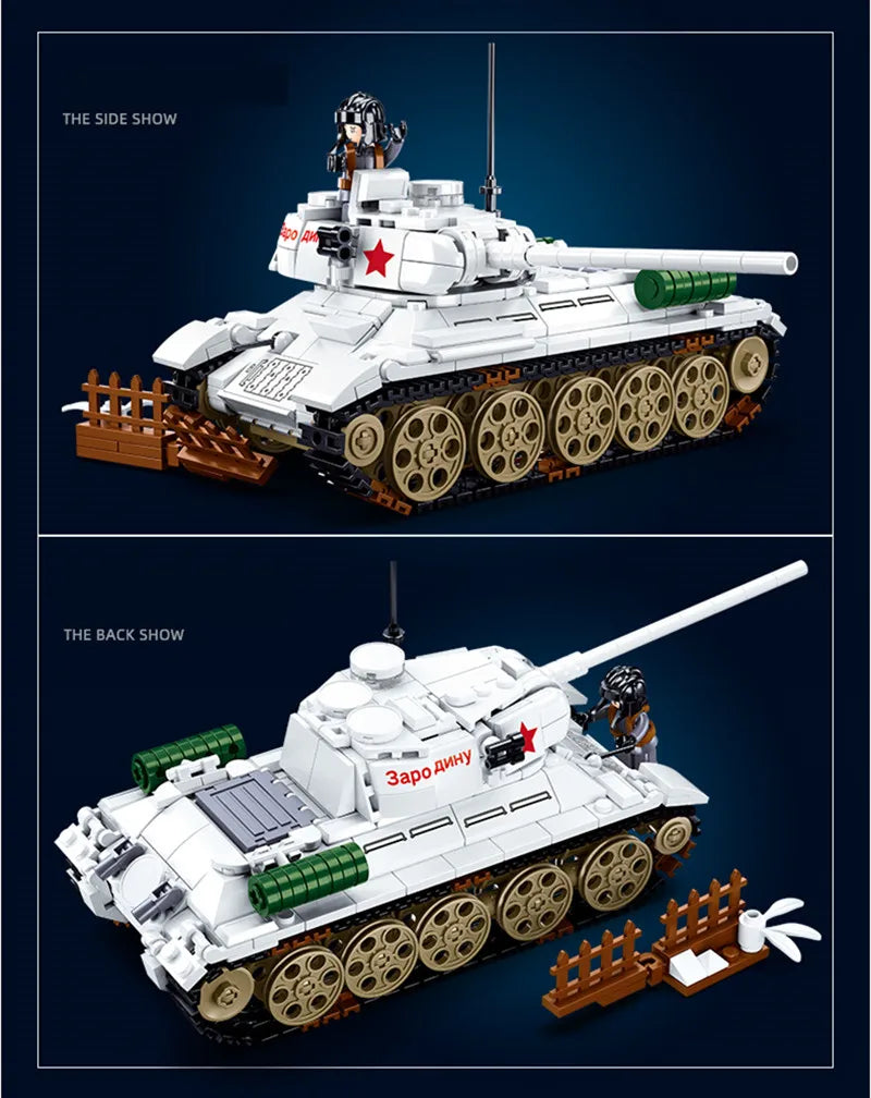 Sluban 518Teile WW2 Militär T34-85 Medium Tank Modell (Bausteine Set)