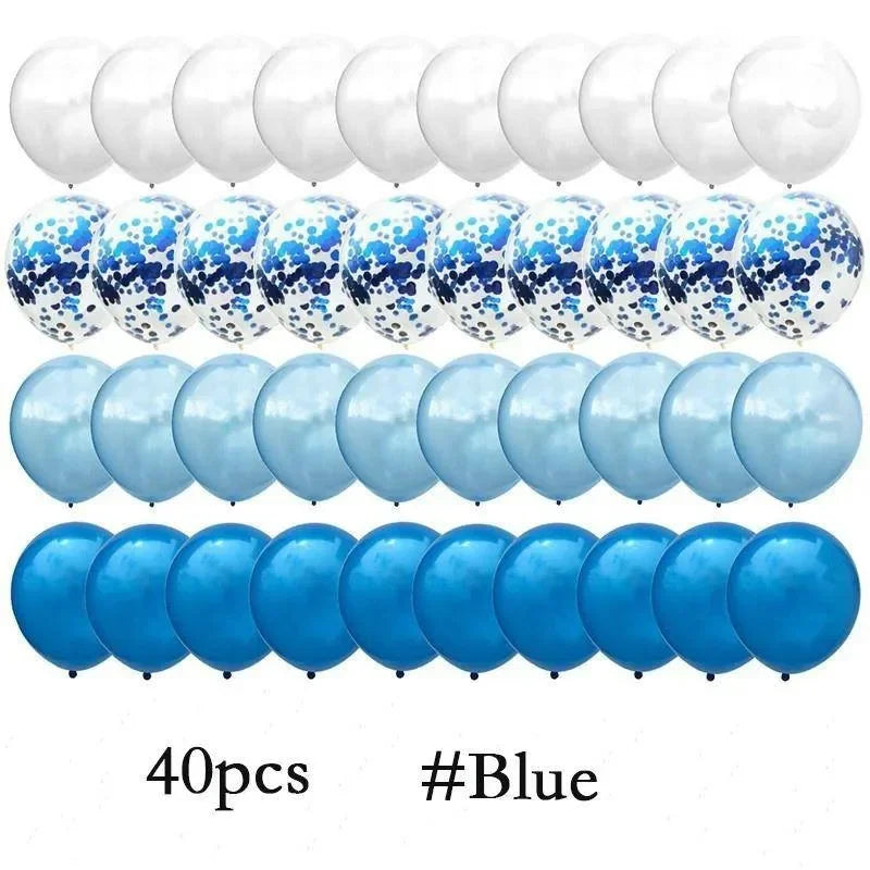 40 Teile / Set 12inch Mix Blau Rose Gold Konfetti Latex Ballon