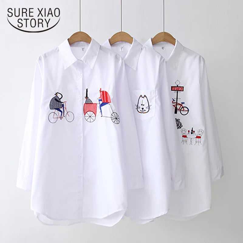 SURE XIAO STORY 2024 weißes Hemd lässig Bluse