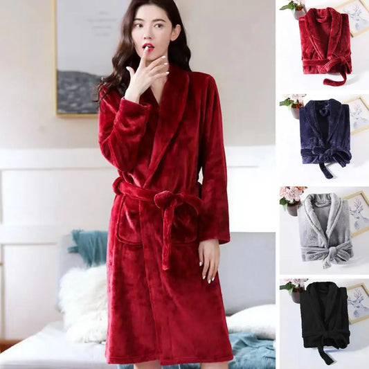 Sanwood Damen Herren Bademantel Winterplüsch (Coral Fleece)