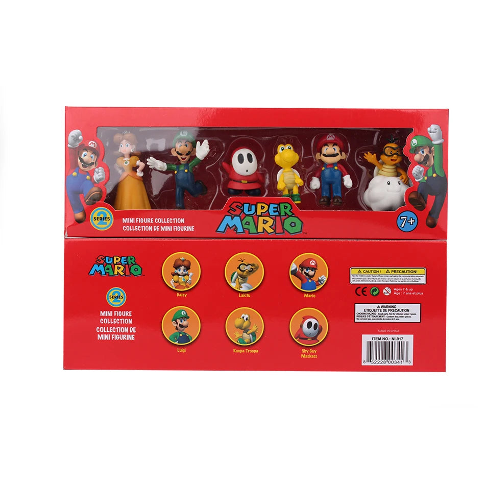 6 Teile/Satz 4-7cm Super Mario Bros PVC Actionfiguren Spielzeug Modell Set Luigi Yoshi Donkey Kong Pilz