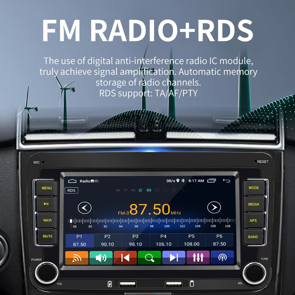 2 din Autoradio android11 Auto Multimedia-Player GPS WiFi Carplay