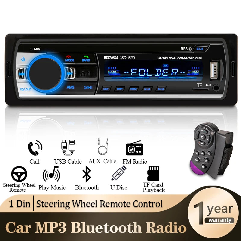 Autoradio 1 Din Stereo-Player Digital Bluetooth Auto MP3-Player 60 Wx4