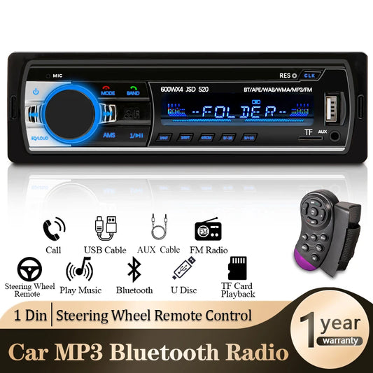 Autoradio 1 Din Stereo-Player Digital Bluetooth Auto MP3-Player 60 Wx4