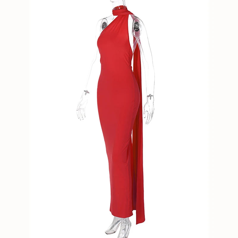 Hugcitar One Shoulder elegantes rückenfreies Kleid