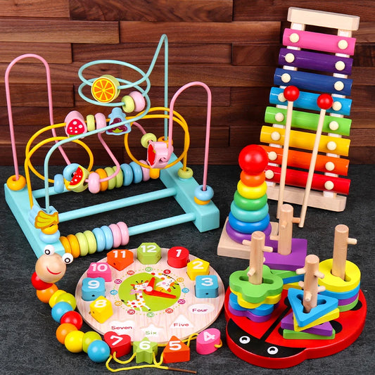 Montessori Holz Rasseln Xylophone uvm. für Baby Krippe Spielzeug