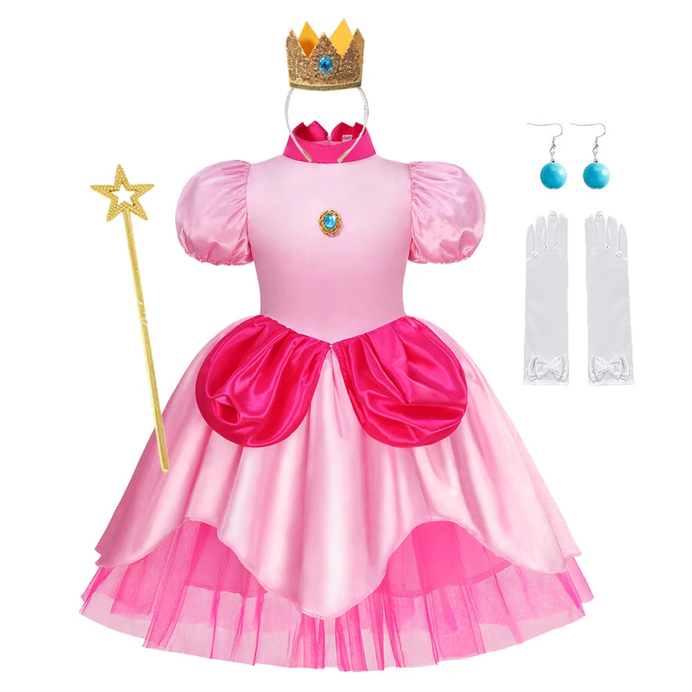 Mädchen Prinzessin Kleid Pfirsich Süß Karneval Bühne Kostüm