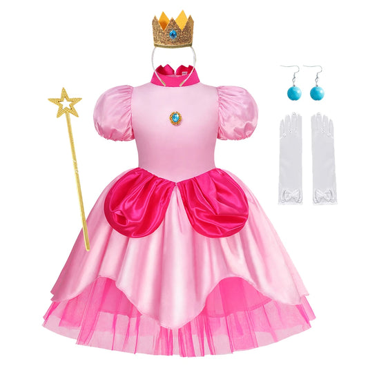 Mädchen Prinzessin Kleid Pfirsich Süß Karneval Bühne Kostüm