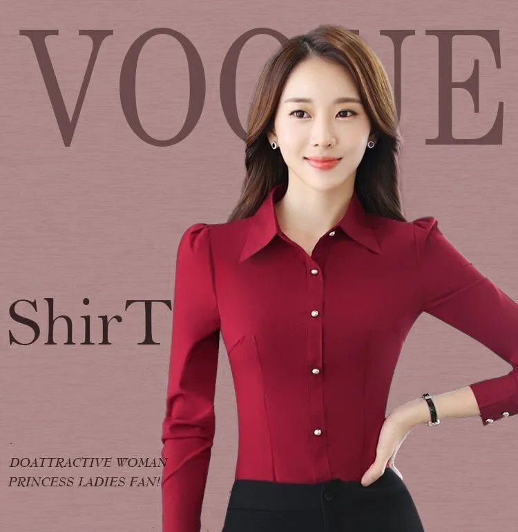 Chiffon Damen Hemd Langarm Bluse (Koreanischer Style)