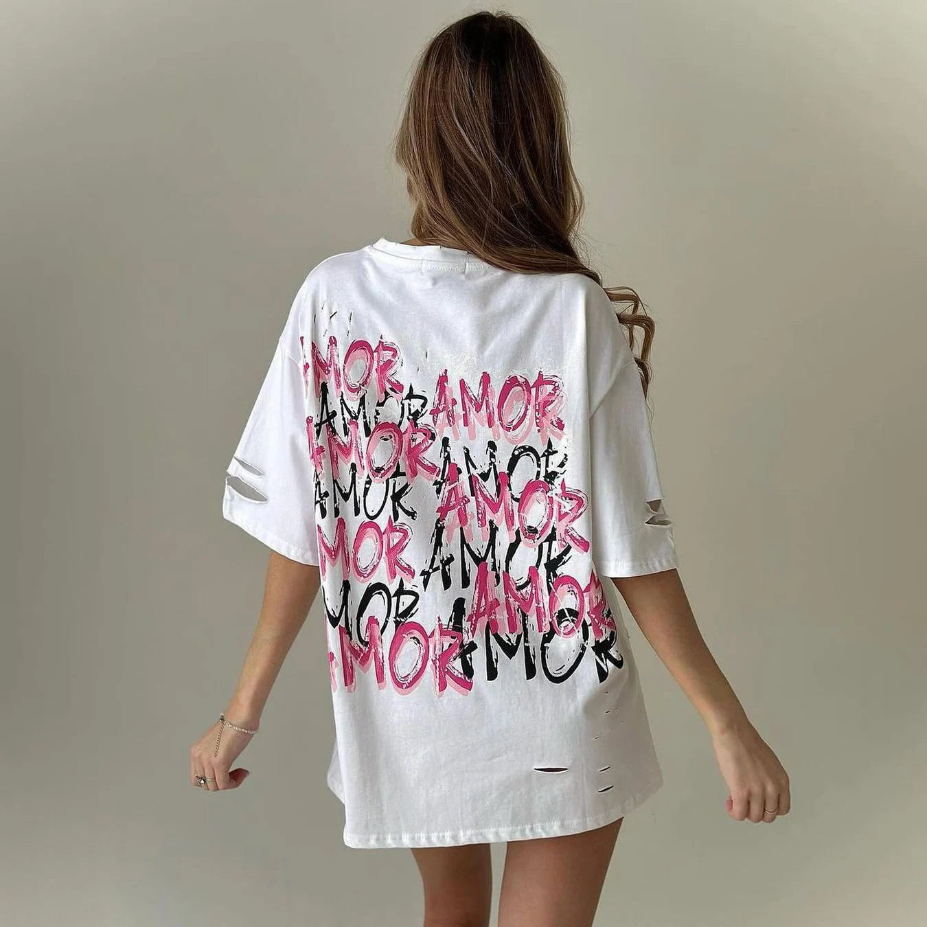 Zekye Übergroßes T-Shirt Frühling Sommer O-Neck Style 2024