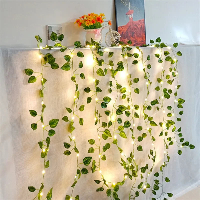 Blume Grünes Blatt Lichterkette Künstliche Rebe Lichterkette Batteriebetrieben Deko