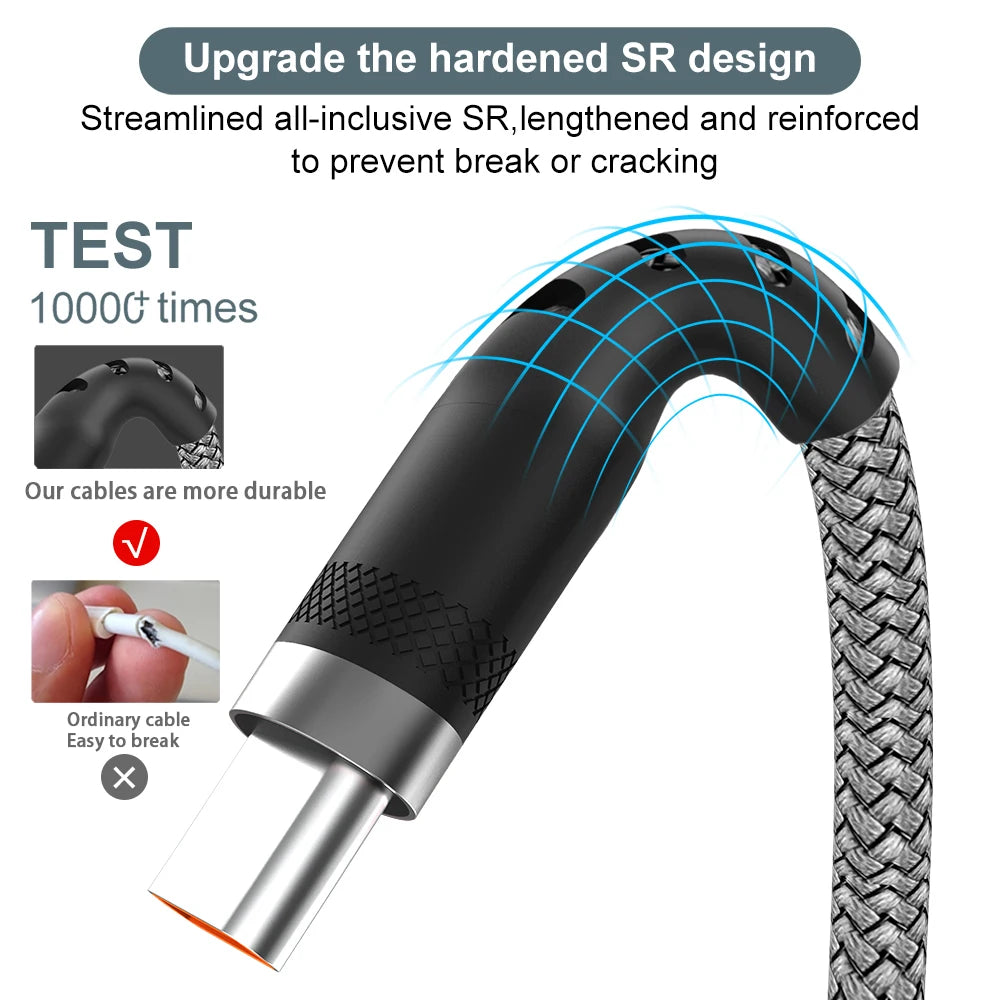 6A USB TYP C/Micro USB Schnellladekabel 1 bis 8 Meter USB C Android Verlängern