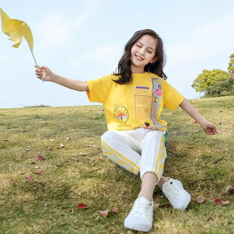 2022 Sommerkleidungs Set Mädchen Hose + T-Shirt 4 - 12 Jahre