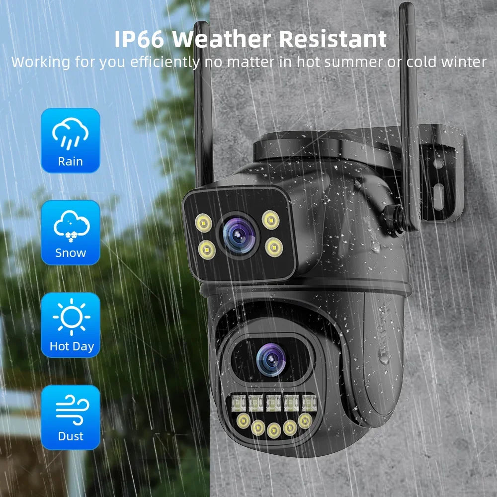 BELIA 4K 8MP WiFi-Überwachungskamera, Dual-Objektiv, 4-facher Digitalzoom