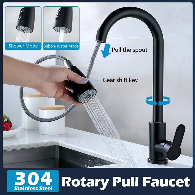 Küchenarmatur Wasserhahn gebürstetes Nickel mit Brause