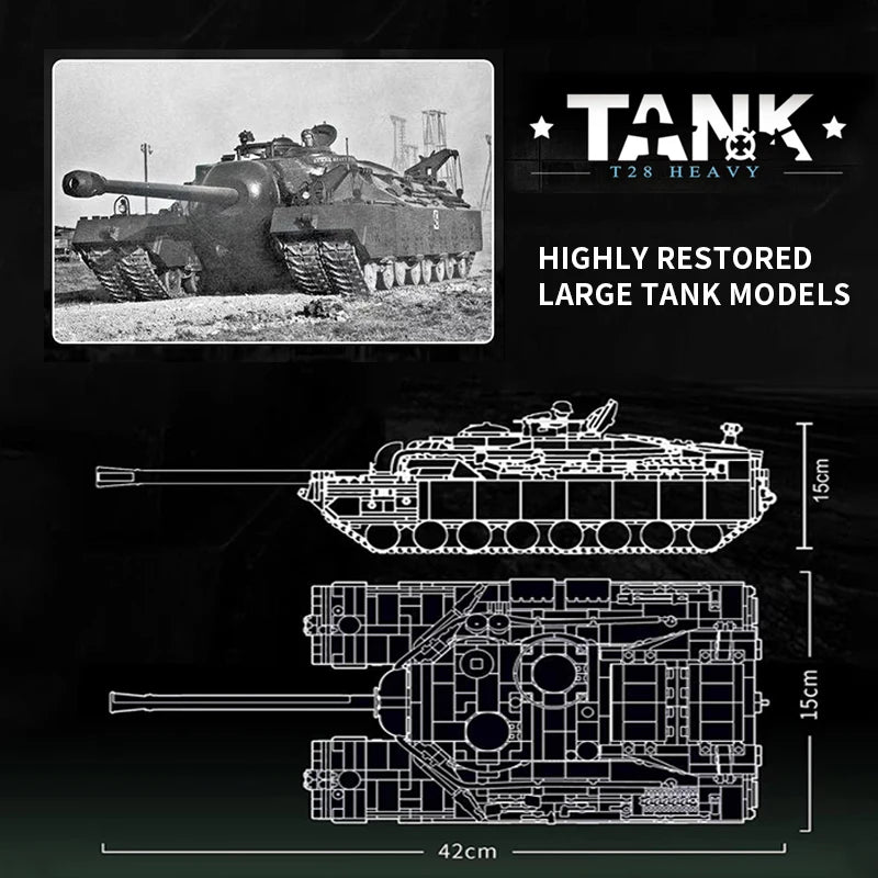 Sluban großer schwerer T28 Panzer PLS628010 2986 Teile