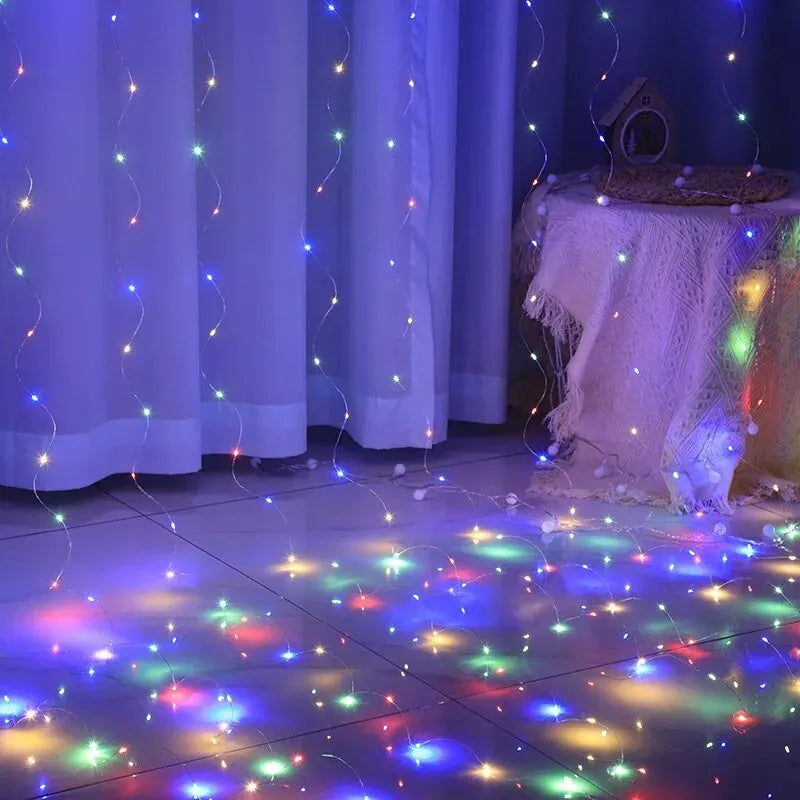 USB 3x3/3*2/3*1 LED Lichterkettenvorhang