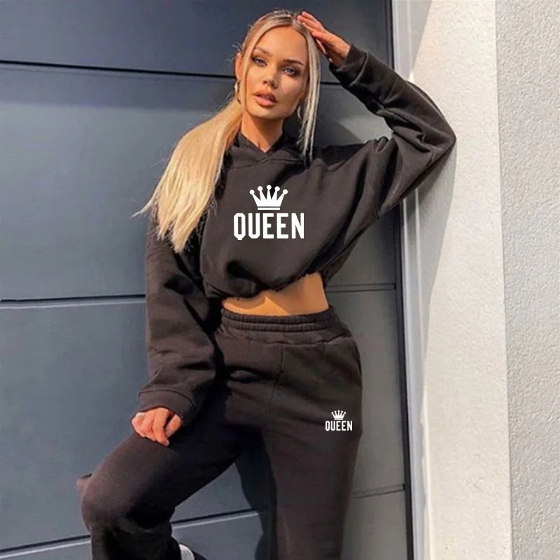 Damen Trainingsanzug mit Kapuze, 2-teilig, Sweatshirt & Hoodie