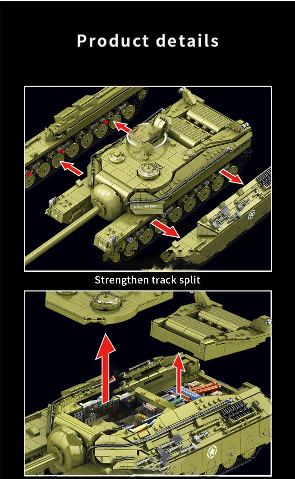 Sluban großer schwerer T28 Panzer PLS628010 2986 Teile