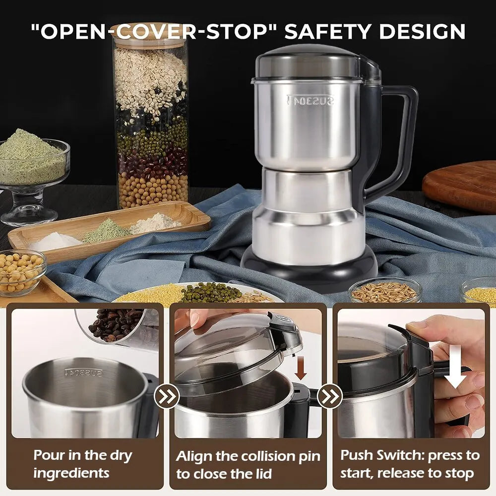 elektrische Hochleistungs- Kaffeemühle Müsli Nüsse Bohnen Gewürze Körner Mühle