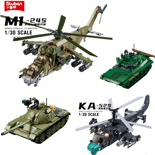 Sluban Militär Panzer oder Hubschrauber verschiedene Bausteine Sets