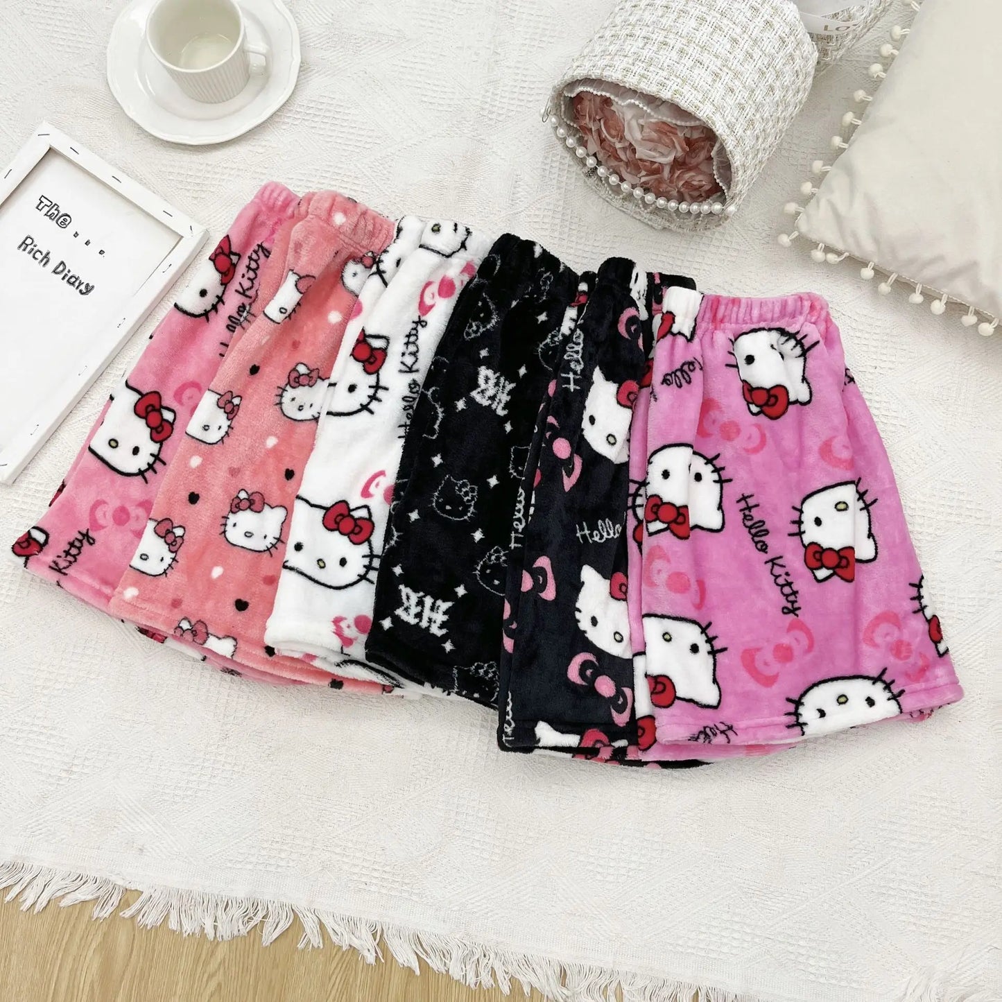 Damen Sanrio Hello Kitty Anime Y2k Kawaii Flanell Pyjama Hose