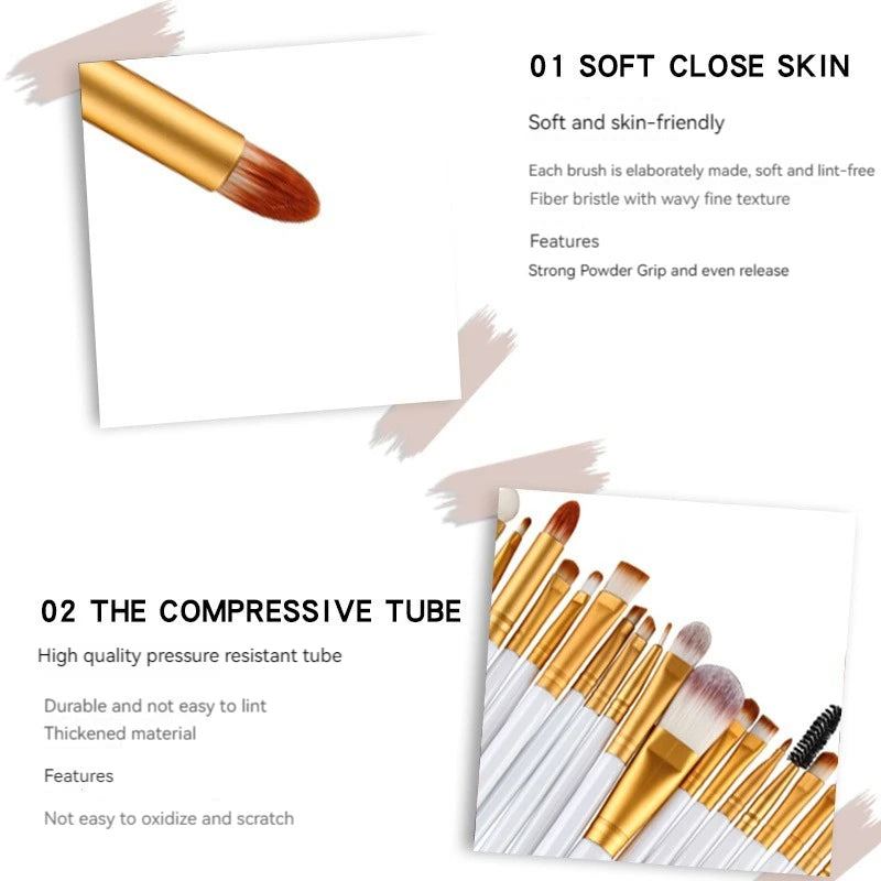 20 Stück Make-up Pinsel Set Lidschatten Pinsel Set