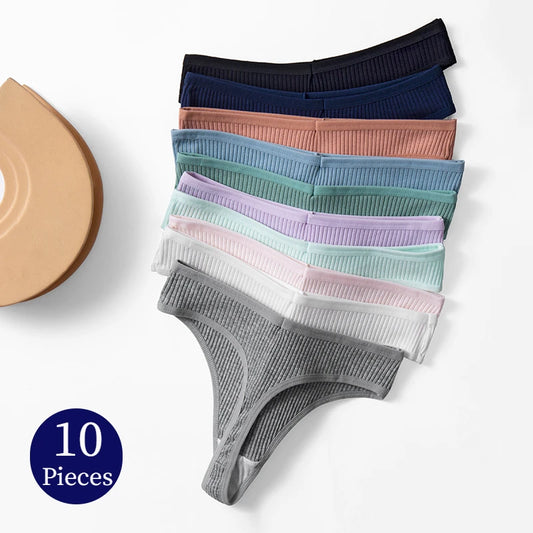 TrowBridge 10er Set Damen Höschen Baumwolle G-Strings Tanga