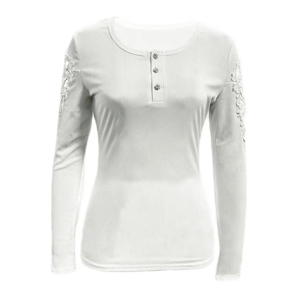 Sannwood Top Bluse elegante Spitze Patchwork