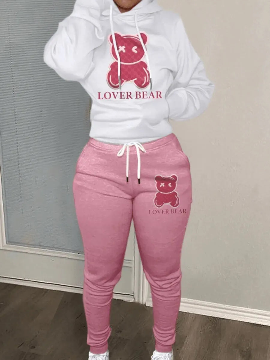 Locker sitzendes modisches Kapuzenpullover-Set für Damen