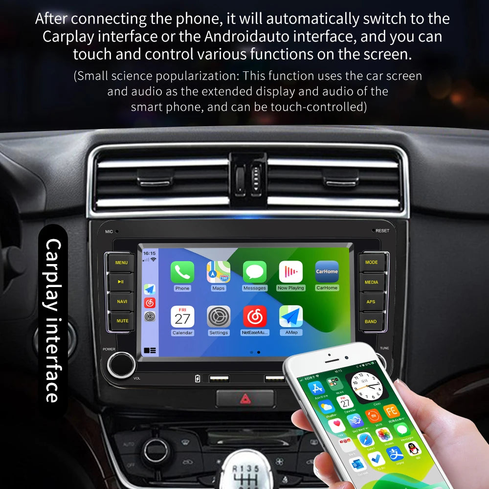2 din Autoradio android11 Auto Multimedia-Player GPS WiFi Carplay