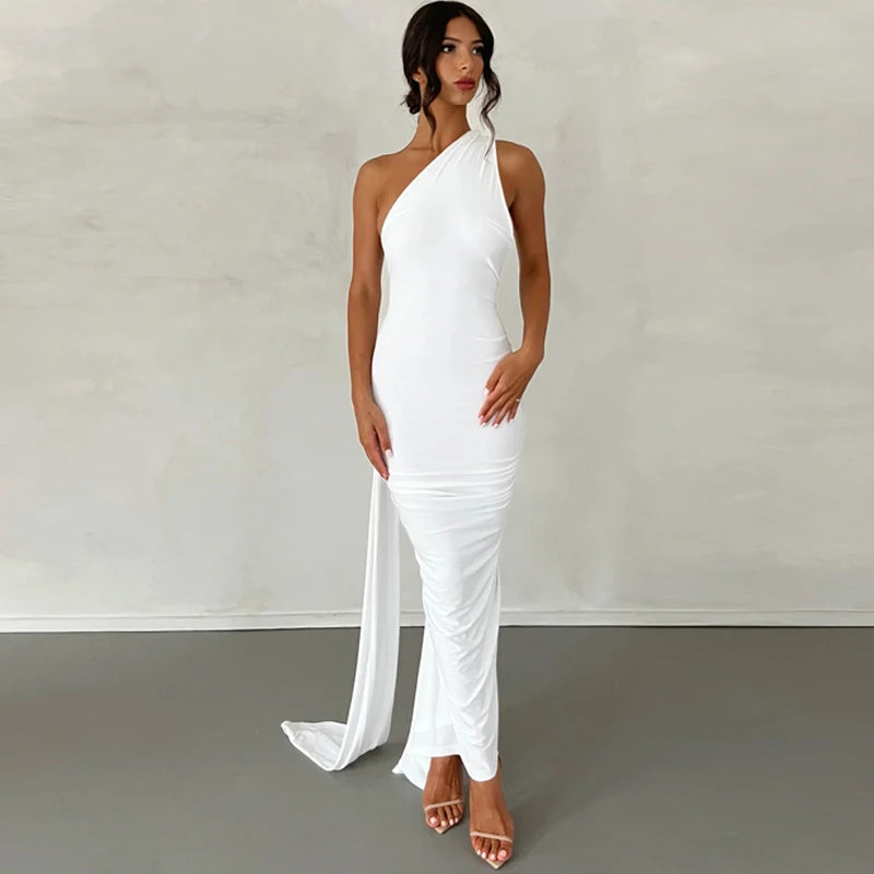 Hugcitar One Shoulder elegantes rückenfreies Kleid