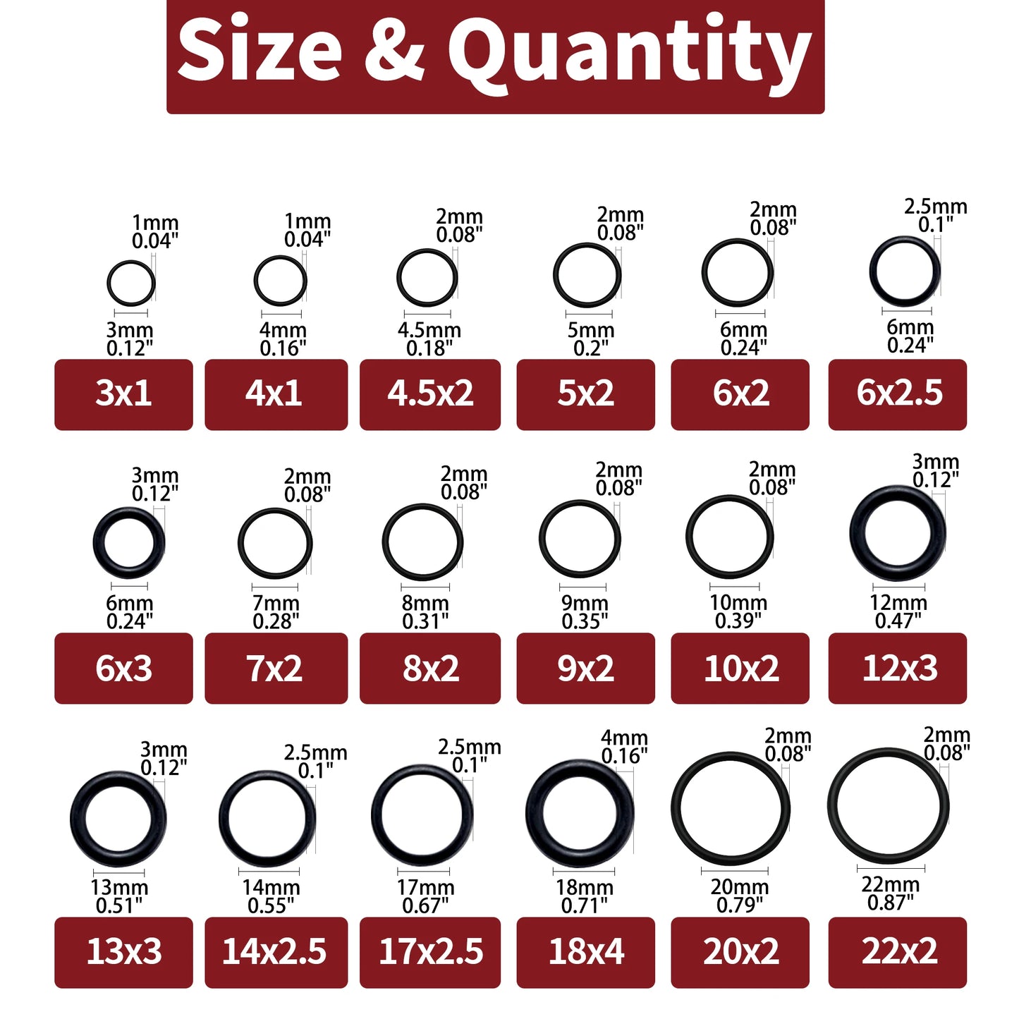 255-teiliges Gummi-O-Ring-Set, Dichtungs-Sortiment-Set