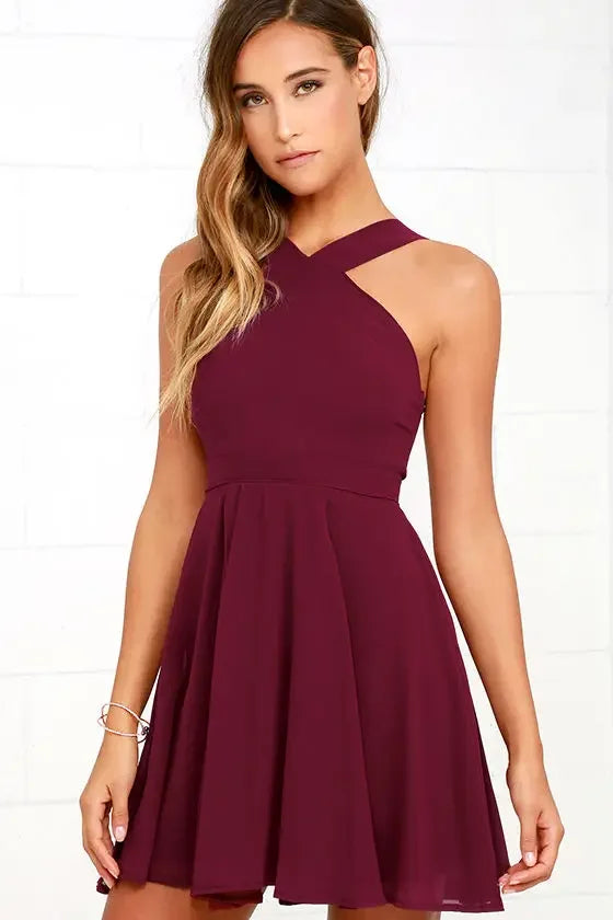 Ärmelloses Rückenfreies Sexy Club Mini Kleid 2024