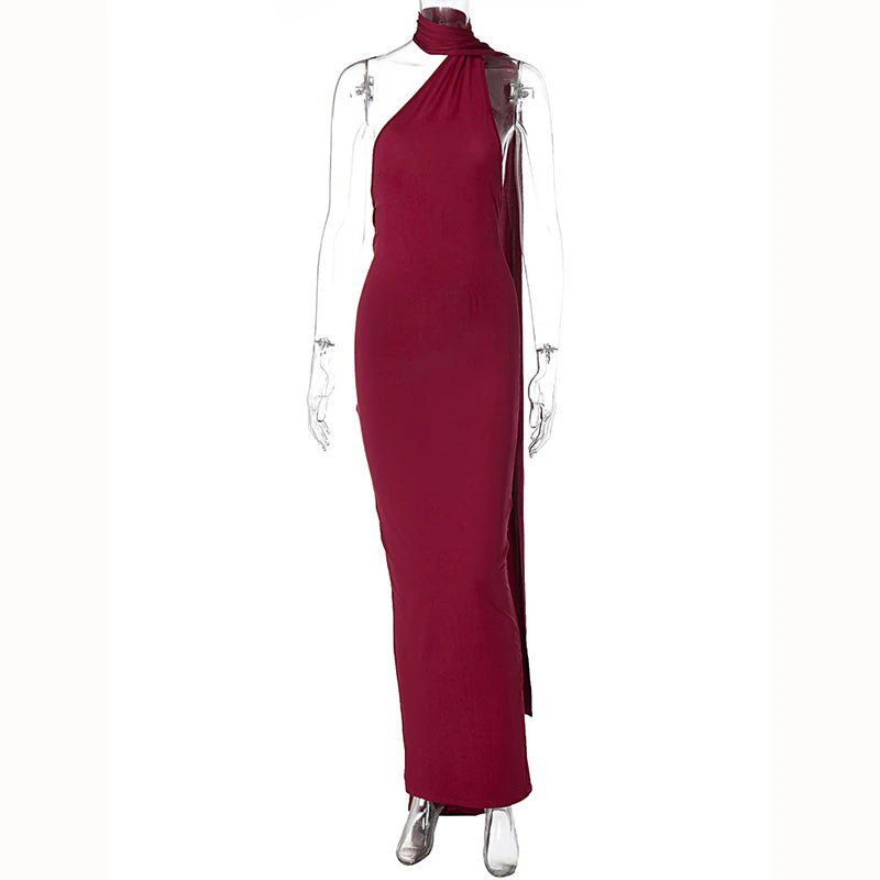 Hugcitar One Shoulder elegantes rückenfreies Kleid