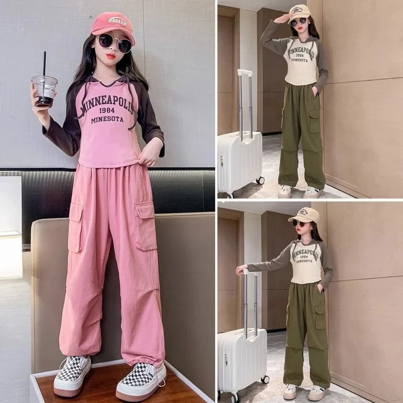 2024 Mädchen Kleidungsset Hose + Langarmshirt 4-16 Jahre