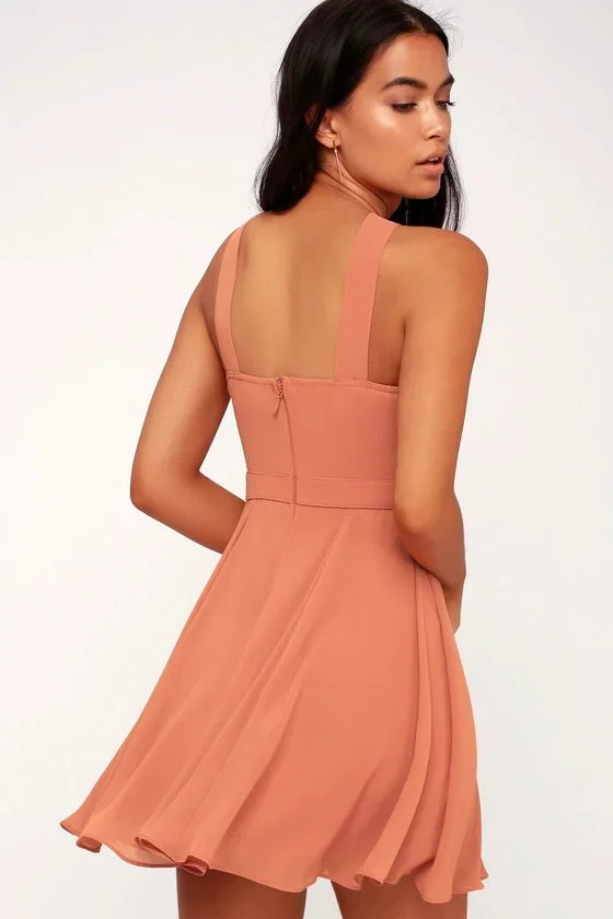 Ärmelloses Rückenfreies Sexy Club Mini Kleid 2024