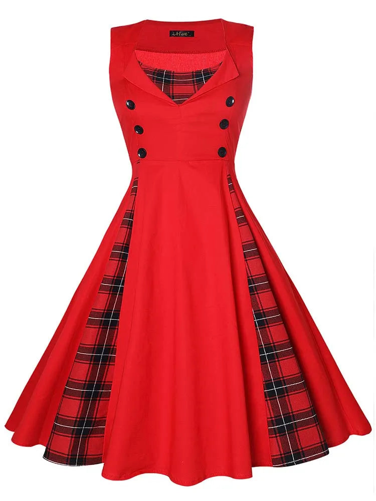 Damen Retro Vintage Kleid 50er 60er Rockabilly