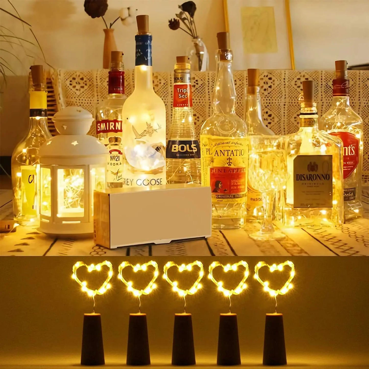 Bar LED Weinflasche Kork 2M Lichterkette LED-Lampe Flasche Lichterkette