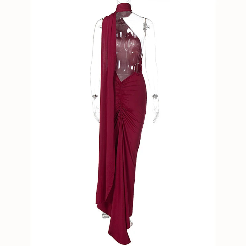 Hugcitar One Shoulder elegantes rückenfreies Kleid