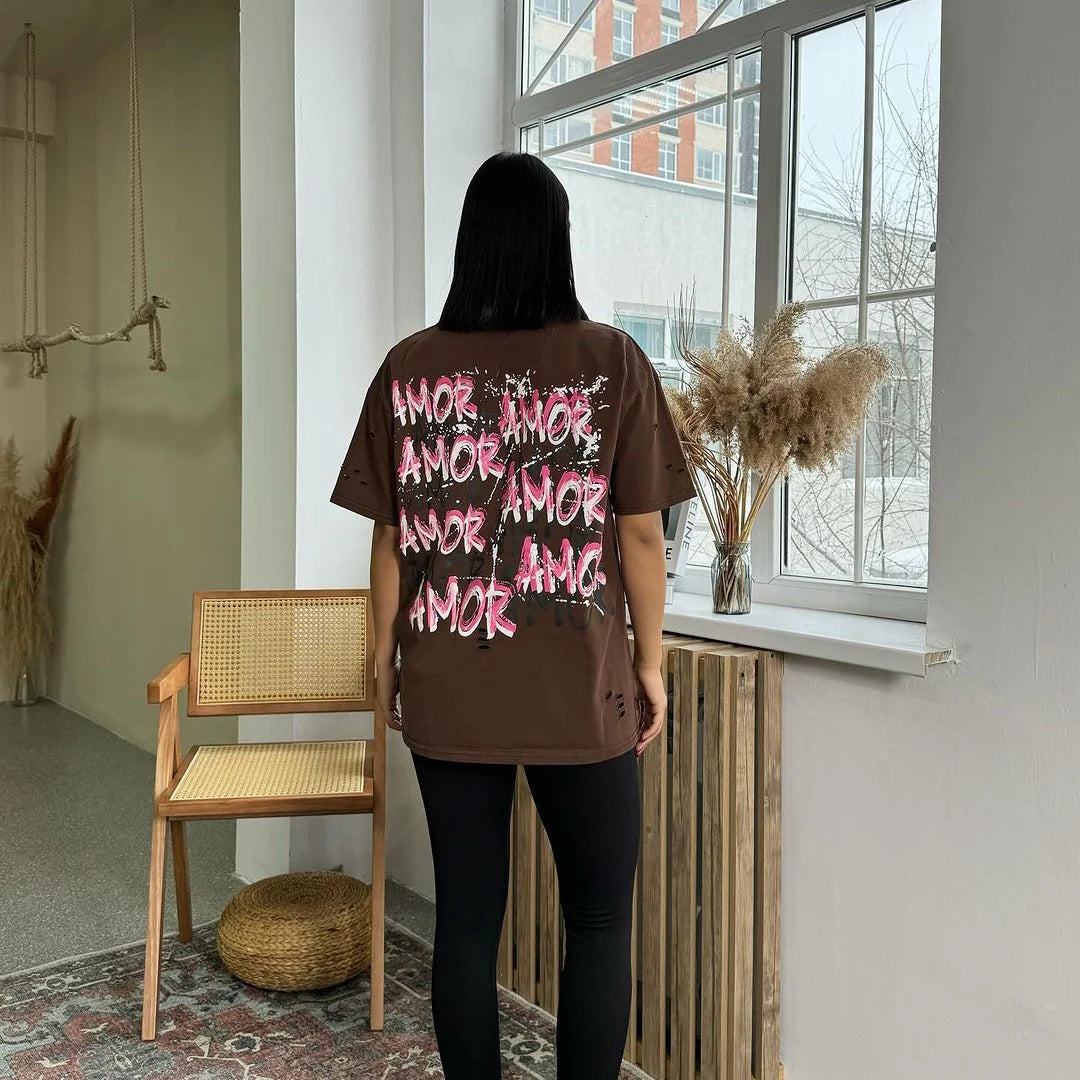 Zekye Übergroßes T-Shirt Frühling Sommer O-Neck Style 2024