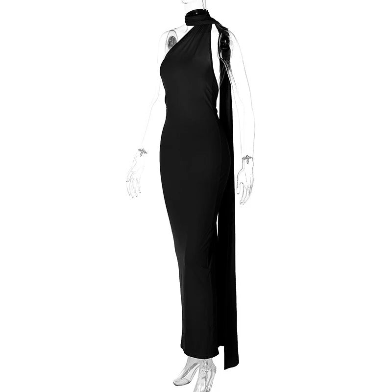 Hugcitar One Shoulder elegantes rückenfreies Kleid