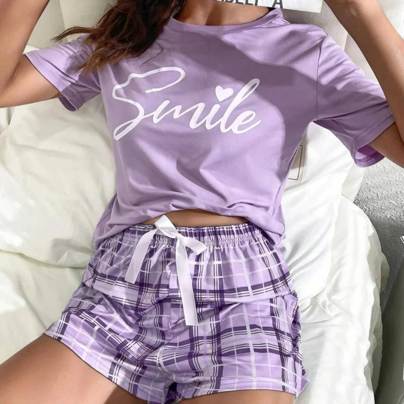 Damen Sommer Pyjama Schlafanzug Set